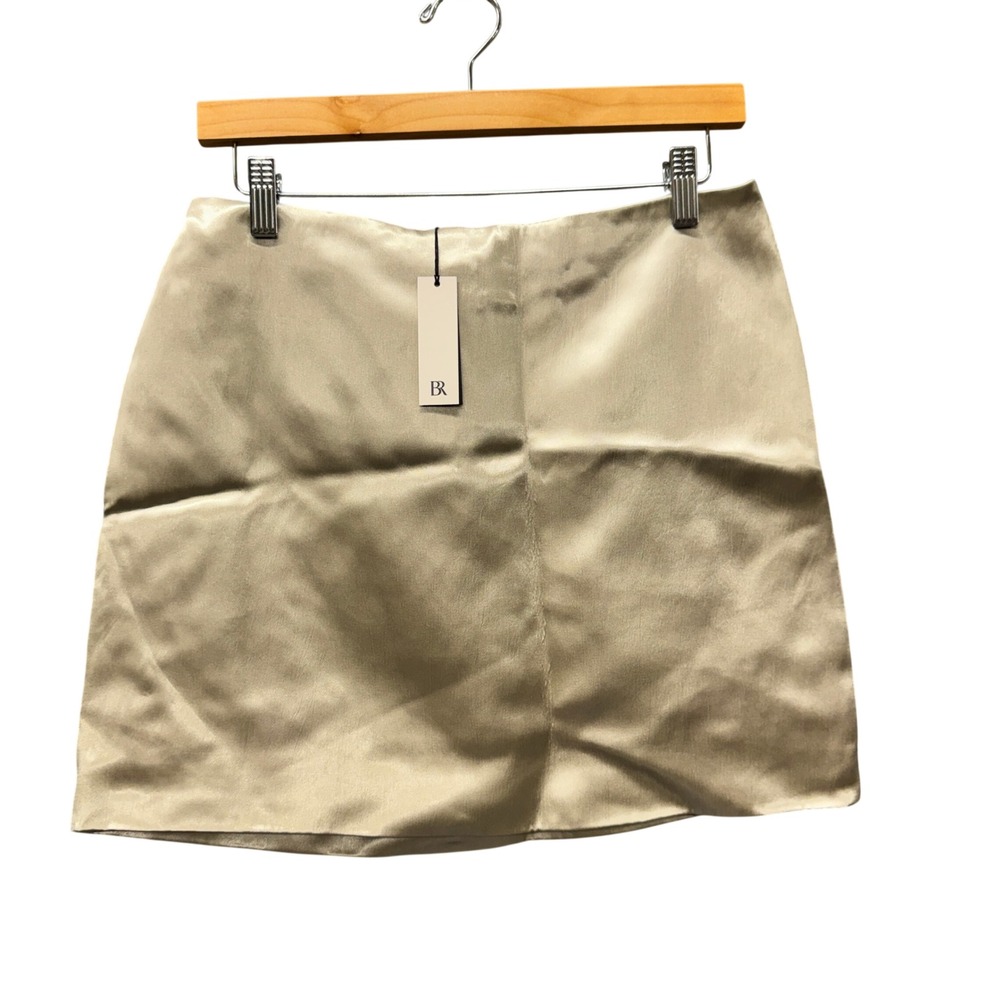 Banana Republic Mini Skirt Womens 4 (29x15 ACTUAL) Satin Champagne Gold NEW